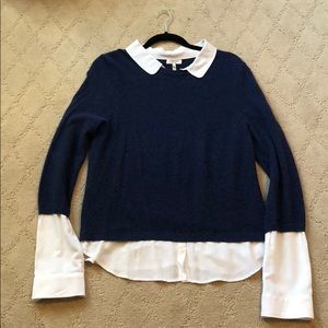 Joie Blue and White Sweater Shirt Combo
